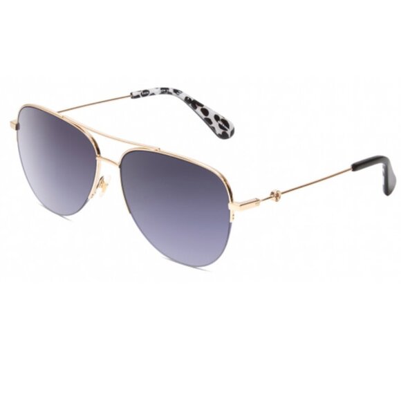Kate Spade MAISIE Women\'s Pilot Designer Sunglasses Gold Black White/Grey 60mm